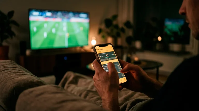 Live-urheiluvedonlyöntiä mobiililaitteella kryptovaluutalla